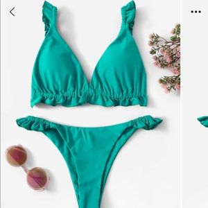 Two piece sea green bathing suit Medium
